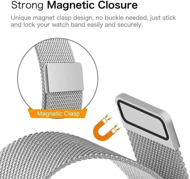 Alt view image 3 of 7 - WERLEO Compatible Samsung Galaxy Watch Active (40mm) Bands Stainless Steel Band + Milanese Loop Replacement Band for Samsung Galaxy Watch Active SM-R500 Smart Watch