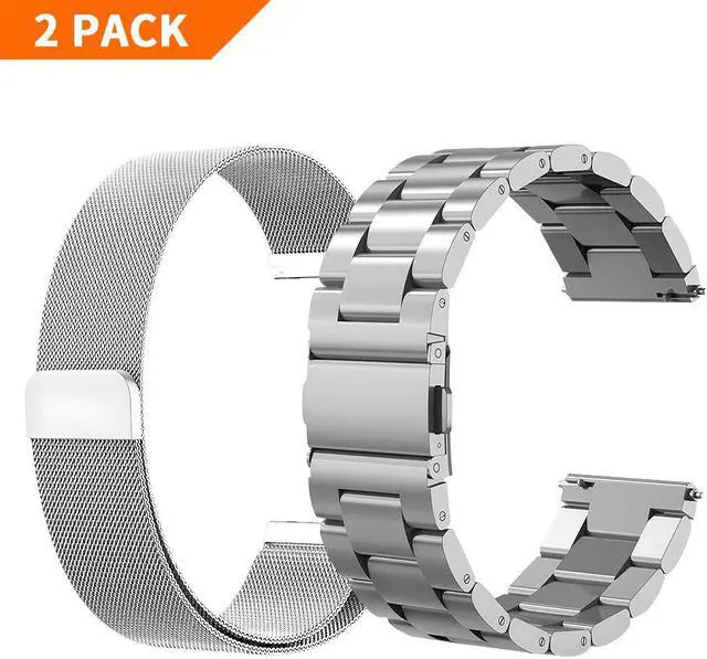 Alt view image 2 of 7 - WERLEO Compatible Samsung Galaxy Watch Active (40mm) Bands Stainless Steel Band + Milanese Loop Replacement Band for Samsung Galaxy Watch Active SM-R500 Smart Watch