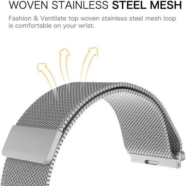 Alt view image 5 of 7 - WERLEO Compatible Samsung Galaxy Watch Active (40mm) Bands Stainless Steel Band + Milanese Loop Replacement Band for Samsung Galaxy Watch Active SM-R500 Smart Watch