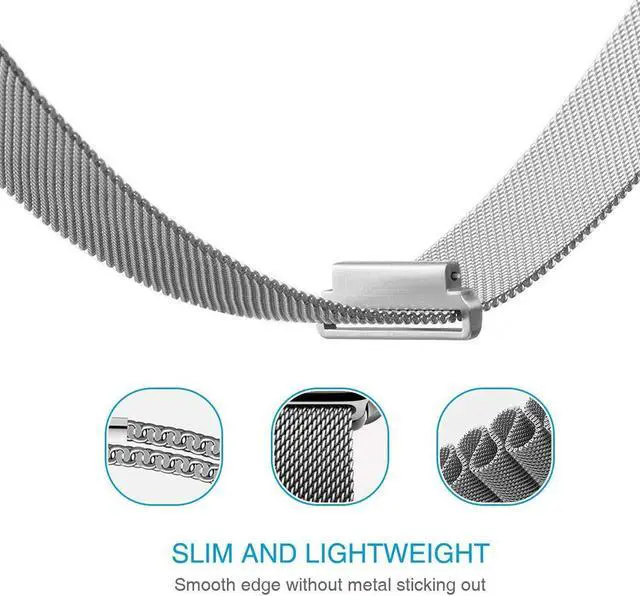 Alt view image 6 of 7 - WERLEO Compatible Samsung Galaxy Watch Active (40mm) Bands Stainless Steel Band + Milanese Loop Replacement Band for Samsung Galaxy Watch Active SM-R500 Smart Watch