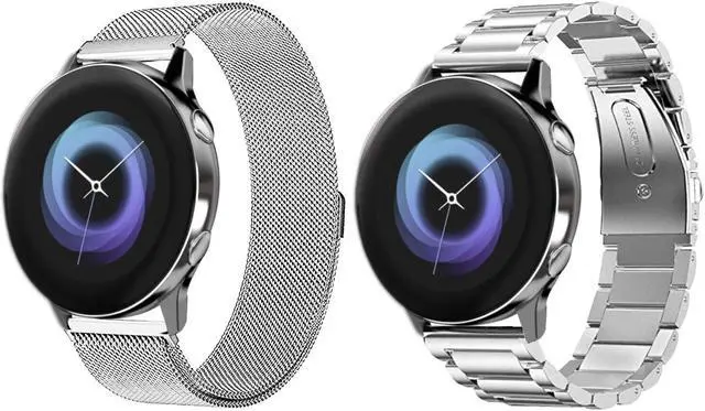 Main image of WERLEO Compatible Samsung Galaxy Watch Active (40mm) Bands Stainless Steel Band + Milanese Loop Replacement Band for Samsung Galaxy Watch Active SM-R500 Smart Watch