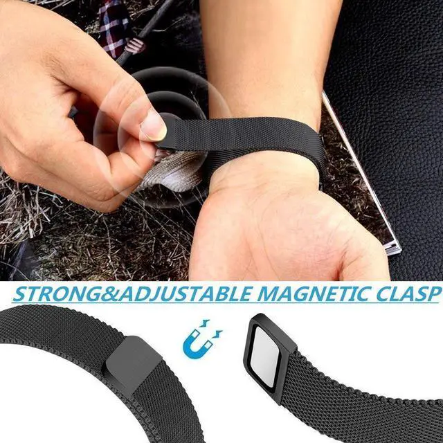 Alt view image 2 of 7 - Werleo Compatible Galaxy Watch 42mm / Gear Sport Bands 20mm Stainless Steel Band + Milanese Loop Mesh Replacement Bracelet Metal Strap Compatible Galaxy Watch 42mm/Ticwatch E/Galaxy Watch Active 40mm
