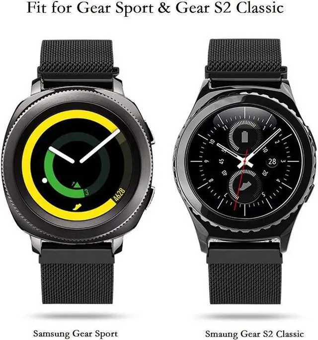 Alt view image 5 of 7 - Werleo Compatible Galaxy Watch 46mm Bands / Gear S3 Frontier / Classic Bands Set 2 Pack Stainless Steel Metal + Milanese Loop Mesh Strap Replacement Ticwatch Pro Galaxy Watch 46mm Smartwatch