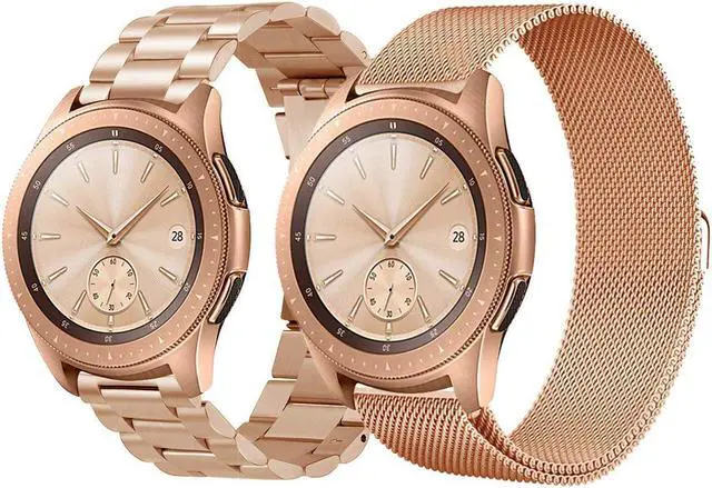 Main image of Werleo Compatible Galaxy Watch 46mm Bands / Gear S3 Frontier / Classic Bands Set 2 Pack Stainless Steel Metal + Milanese Loop Mesh Strap Replacement Ticwatch Pro Galaxy Watch 46mm Smartwatch