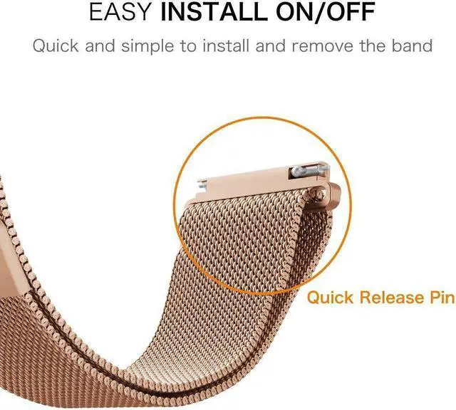 Alt view image 7 of 7 - Werleo Compatible Galaxy Watch 46mm Bands / Gear S3 Frontier / Classic Bands Set 2 Pack Stainless Steel Metal + Milanese Loop Mesh Strap Replacement Ticwatch Pro Galaxy Watch 46mm Smartwatch