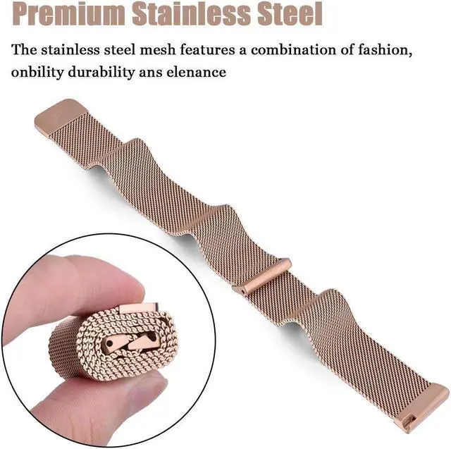 Alt view image 3 of 7 - Werleo Compatible Galaxy Watch 46mm Bands / Gear S3 Frontier / Classic Bands Set 2 Pack Stainless Steel Metal + Milanese Loop Mesh Strap Replacement Ticwatch Pro Galaxy Watch 46mm Smartwatch