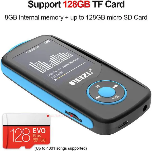 Alt view image 4 of 7 - Werleo Mp3 Player with Bluetooth Mp3 Music Player with FM Radio 100hrs Playback and 128GB Expandable
