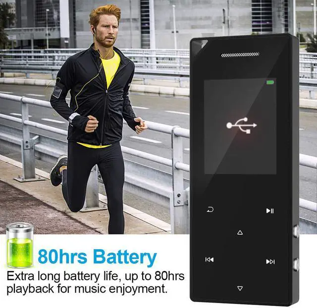 Alt view image 2 of 7 - RUIZU Mp3 Player with Bluetooth Music Player with FM Radio Built-in Speaker Heavy Metal Touch Button 80hrs Playback 128GB Expandable Black