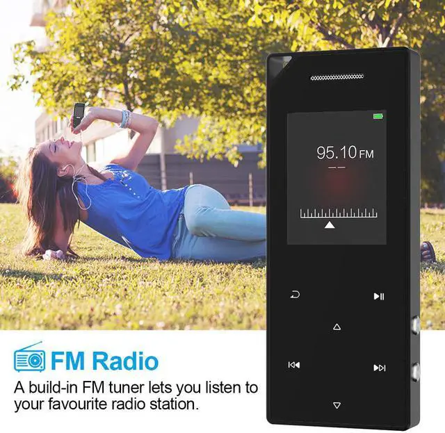 Alt view image 5 of 7 - RUIZU Mp3 Player with Bluetooth Music Player with FM Radio Built-in Speaker Heavy Metal Touch Button 80hrs Playback 128GB Expandable Black