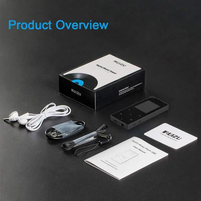 Alt view image 7 of 7 - RUIZU Mp3 Player with Bluetooth Music Player with FM Radio Built-in Speaker Heavy Metal Touch Button 80hrs Playback 128GB Expandable Black