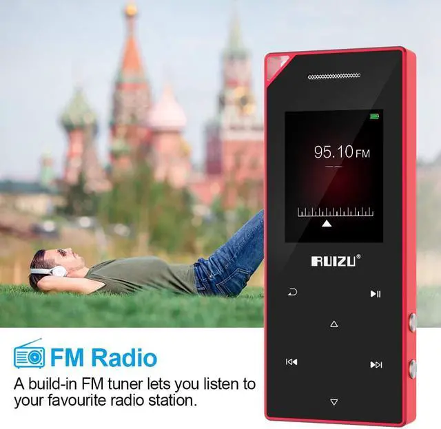 Alt view image 3 of 7 - RUIZU Mp3 Player with Bluetooth Music Player with FM Radio Built-in Speaker Heavy Metal Touch Button 80hrs Playback 128GB Expandable Black