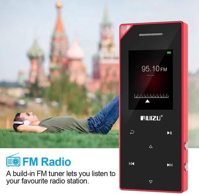 Alt view image 2 of 7 - RUIZU Mp3 Player with Bluetooth Music Player with FM Radio Built-in Speaker Heavy Metal Touch Button 80hrs Playback 128GB Expandable Black