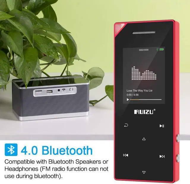 Alt view image 6 of 7 - RUIZU Mp3 Player with Bluetooth Music Player with FM Radio Built-in Speaker Heavy Metal Touch Button 80hrs Playback 128GB Expandable Black