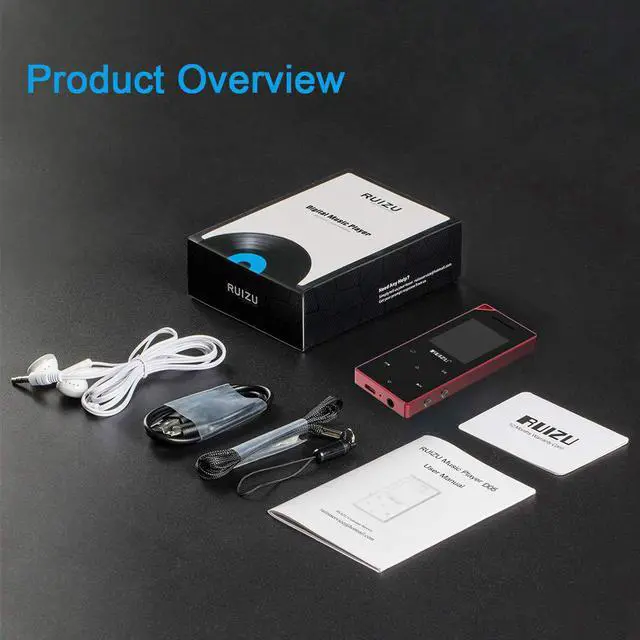 Alt view image 7 of 7 - RUIZU Mp3 Player with Bluetooth Music Player with FM Radio Built-in Speaker Heavy Metal Touch Button 80hrs Playback 128GB Expandable Black