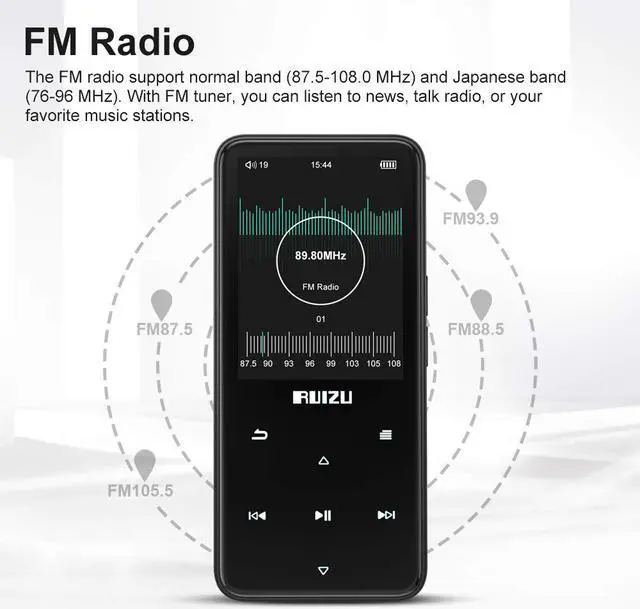 Alt view image 5 of 7 - MP3 Player with Bluetooth 4.1 RUIZU Portable Lossless Sound Music Player with FM Radio Video Playback Voice Recorder Touchsrcreen Button Photo Playback Expandable up to 128GB TF Card