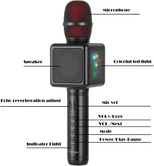Alt view image 2 of 7 - Wireless Karaoke Microphone Werleo Portable Handheld Mic Built-in Speaker with Multi-Function Professional Classic-Style Karaoke Player for iPhone Android Smartphone Home Party KTV Outdoor Karaoke