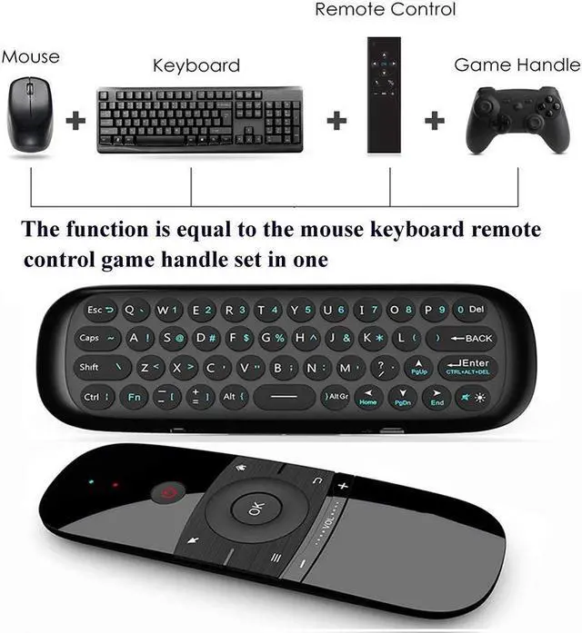 Alt view image 3 of 7 - Werleo 2.4G Smart TV Wireless Keyboard Fly Mouse W1 Multifunctional Remote Control for Android TV Box / PC / Smart TV / Projector / HTPC / All-in-one PC / TV Black