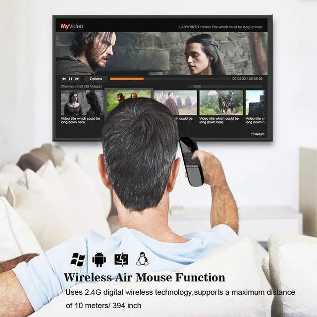 Alt view image 6 of 7 - Werleo 2.4G Smart TV Wireless Keyboard Fly Mouse W1 Multifunctional Remote Control for Android TV Box / PC / Smart TV / Projector / HTPC / All-in-one PC / TV Black