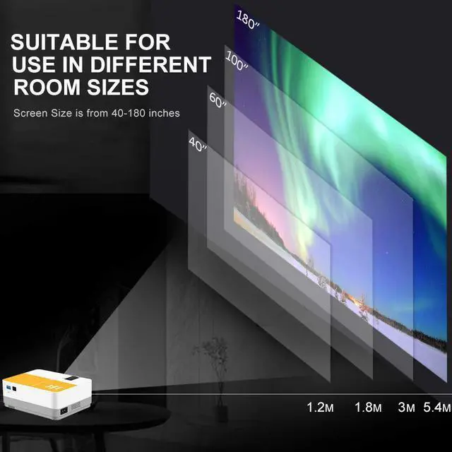 Alt view image 3 of 7 - Werleo Video Projector Home Theater Projector 3600 Lumens Native 720P LCD Mini Projector 180" 55000 Hours Support 2K HDMI/VGA/AV/USB/SD Card/Headphone Compatible with Fire TV Stick Home Theater PS4
