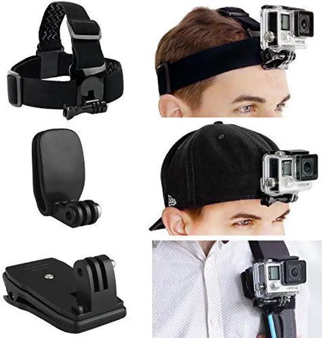 Main image of Werleo Head & Backpack Mount Bundle Compatible with GoPro Hero 7 6  5 Black, Session Hero 4 Black Silver Hero+ LCD 3+ 3 2 1 - Head Strap Hat Quick Clip Backpack Clip Mount