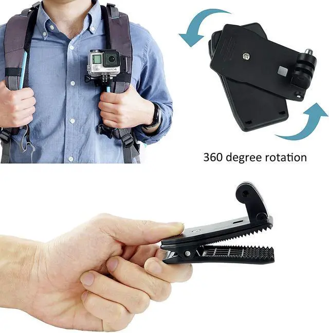 Alt view image 4 of 7 - Werleo Head & Backpack Mount Bundle Compatible with GoPro Hero 7 6  5 Black, Session Hero 4 Black Silver Hero+ LCD 3+ 3 2 1 - Head Strap Hat Quick Clip Backpack Clip Mount