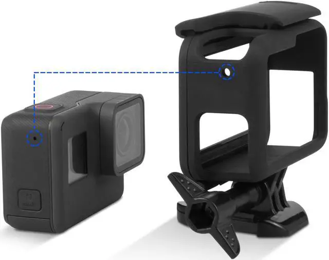 Alt view image 3 of 7 - Protective Frame Compatible with GoPro Hero 7 Black/ 6/5 / Hero 2018 Housing Border Protective Shell Case Accessories for Go Pro Hero7 Hero6 Hero5 Black with Quick Pull Movable Socket and Screw Black
