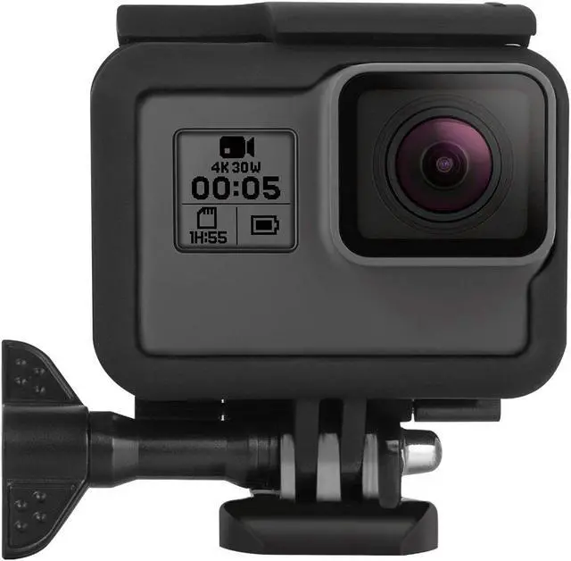 Alt view image 4 of 7 - Frame Mount Housing Case for GoPro Hero 5 Hero 6 Hero 2018 Black Action Camera and GoPro Hero 7 Black Cameras - Protective Case with Quick Release Buckle, Long Thumb Bolt Screw, and Lens Cap - Black