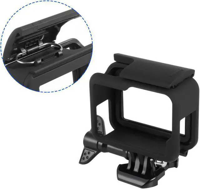 Alt view image 5 of 7 - Frame Mount Housing Case for GoPro Hero 5 Hero 6 Hero 2018 Black Action Camera and GoPro Hero 7 Black Cameras - Protective Case with Quick Release Buckle, Long Thumb Bolt Screw, and Lens Cap - Black