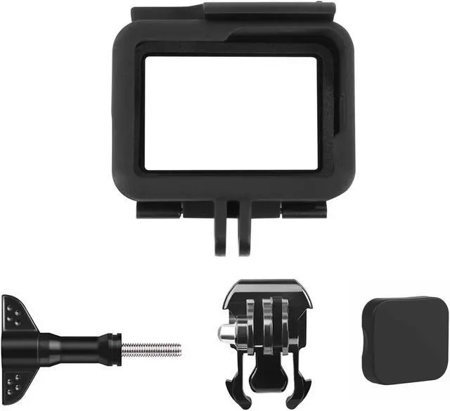 Alt view image 7 of 7 - Frame Mount Housing Case for GoPro Hero 5 Hero 6 Hero 2018 Black Action Camera and GoPro Hero 7 Black Cameras - Protective Case with Quick Release Buckle, Long Thumb Bolt Screw, and Lens Cap - Black