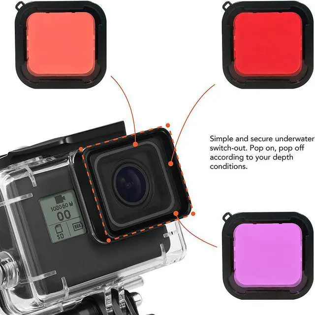 Alt view image 4 of 7 - WERLEO 3 Pack Dive Filter for GoPro Hero 5 6 7 Black Super Suit Dive Housing - Red,Light Red and Magenta Filter - Enhances Colors for Various Underwater Video and Photography Conditions