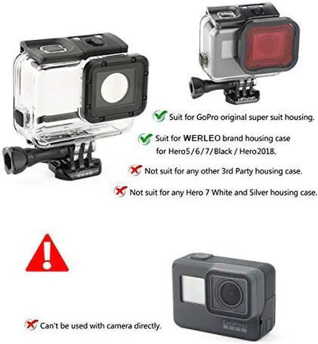 Alt view image 7 of 7 - WERLEO 3 Pack Dive Filter for GoPro Hero 5 6 7 Black Super Suit Dive Housing - Red,Light Red and Magenta Filter - Enhances Colors for Various Underwater Video and Photography Conditions