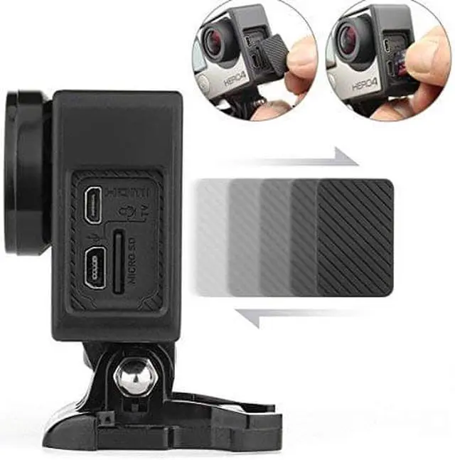 Alt view image 5 of 7 - Frame Mount Housing Case for GoPro Hero 4 3 3+ Action Camera - Frame Housing Case with Basic Buckle, Long Thumb Bolt Screw, UV Protective Lens, Lens Cap, and Side Door Cover - Black