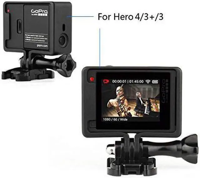 Alt view image 4 of 7 - Frame Mount Housing Case for GoPro Hero 4 3 3+ Action Camera - Frame Housing Case with Basic Buckle, Long Thumb Bolt Screw, UV Protective Lens, Lens Cap, and Side Door Cover - Black