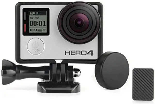 Alt view image 2 of 7 - Frame Mount Housing Case for GoPro Hero 4 3 3+ Action Camera - Frame Housing Case with Basic Buckle, Long Thumb Bolt Screw, UV Protective Lens, Lens Cap, and Side Door Cover - Black