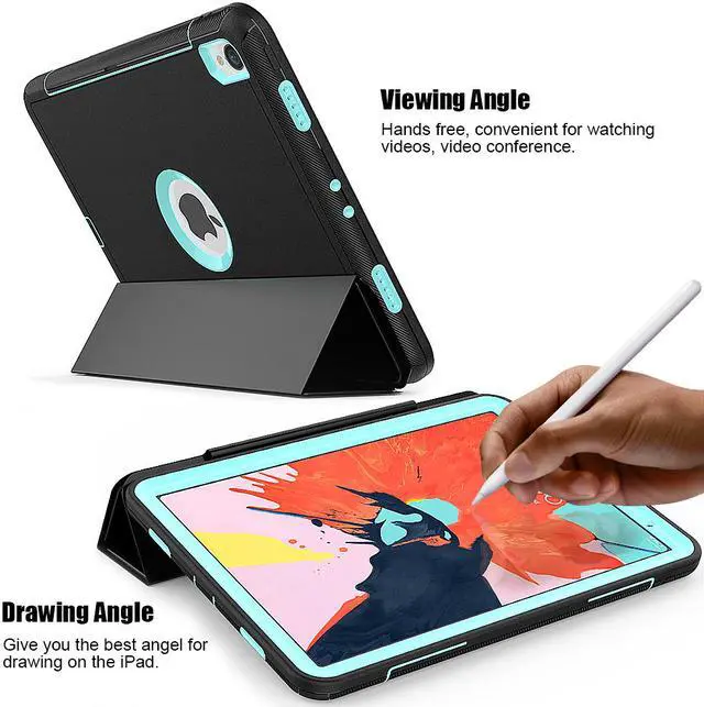 Alt view image 5 of 6 - iPad Pro 11" 2018 Case WERLEO Heavy Duty Three Layer Smart Protective Cover with Pencil Holder & Stand & Auto Sleep / Wake Function & Built-in Screen Protector for Apple iPad Pro 11" 2018
