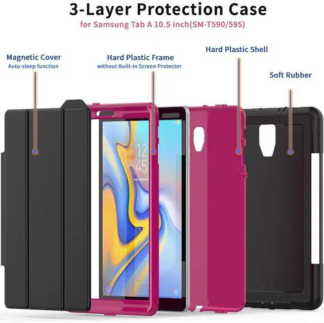 Alt view image 7 of 7 - WERLEO Samsung Galaxy Tab A 10.5 Case - Heavy Duty Full Body Protective Case for Galaxy Tab A 10.5 Inch Tablet 2018 Release Model SM-T590 SM-T595 with Auto Sleep / Wake Up & Stand Folio Design
