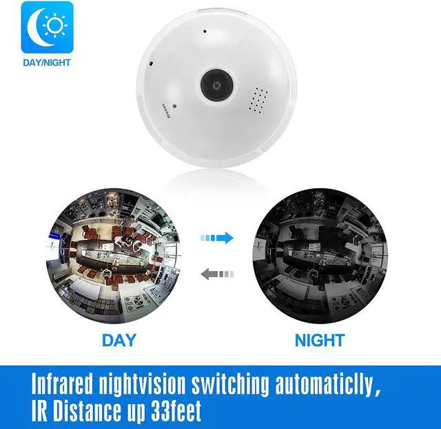Alt view image 4 of 6 - Full HD 1080P Light Bulb Camera 360°Panoramic WiFi Home Camera Two Way Audio Night Vision Motion Detection Support 128G SD Card Slot Home Security Camera Baby Monitor Pet Monitor