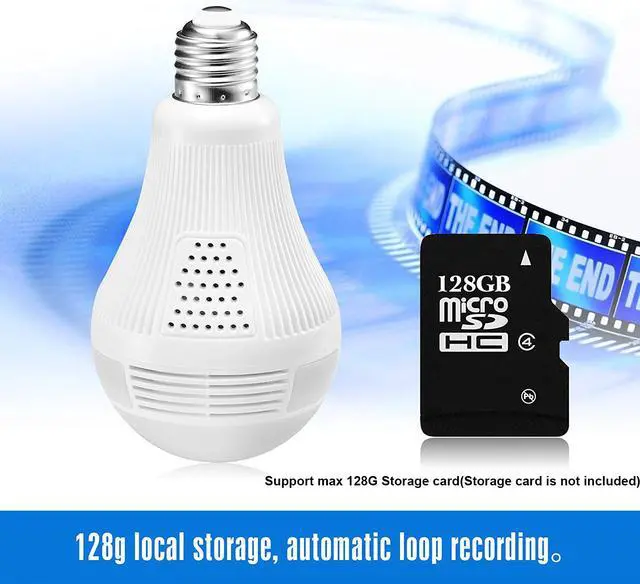 Alt view image 2 of 6 - Full HD 1080P Light Bulb Camera 360°Panoramic WiFi Home Camera Two Way Audio Night Vision Motion Detection Support 128G SD Card Slot Home Security Camera Baby Monitor Pet Monitor