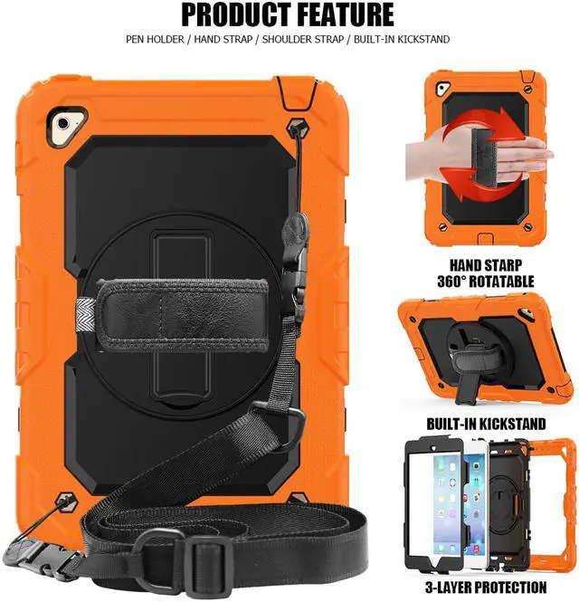 Alt view image 3 of 5 - Werleo for iPad Mini4 Shockpoof Case Three Layer Drop Protection Rugged Protective Heavy Duty iPad Mini 4 Cover with 360 Degree Swivel Stand / Hand Strap and Shoulder Strap for iPad Mini 4 Case