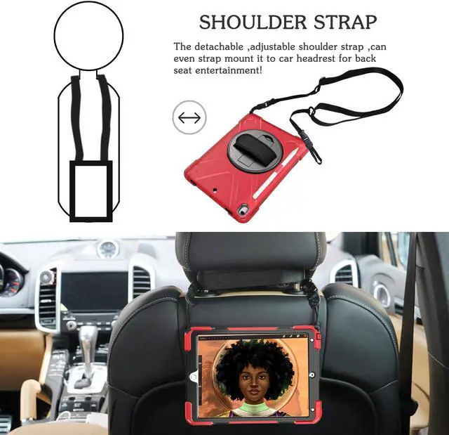 Alt view image 3 of 6 - WERLEO iPad AIR 3rd Generation 10.5” 2019 Case iPad Pro 10.5 inch 2017 Case - Heavy Duty Shockproof Protective Case Cover with Pencil Holder Rotating Stand / Hand Strap Carrying Shoulder Strap