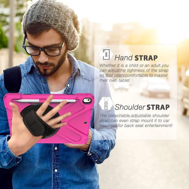 Alt view image 5 of 6 - WERLEO iPad AIR 3rd Generation 10.5” 2019 Case iPad Pro 10.5 inch 2017 Case - Heavy Duty Shockproof Protective Case Cover with Pencil Holder Rotating Stand / Hand Strap Carrying Shoulder Strap