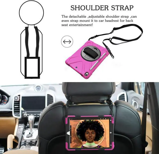 Alt view image 4 of 6 - WERLEO iPad AIR 3rd Generation 10.5” 2019 Case iPad Pro 10.5 inch 2017 Case - Heavy Duty Shockproof Protective Case Cover with Pencil Holder Rotating Stand / Hand Strap Carrying Shoulder Strap