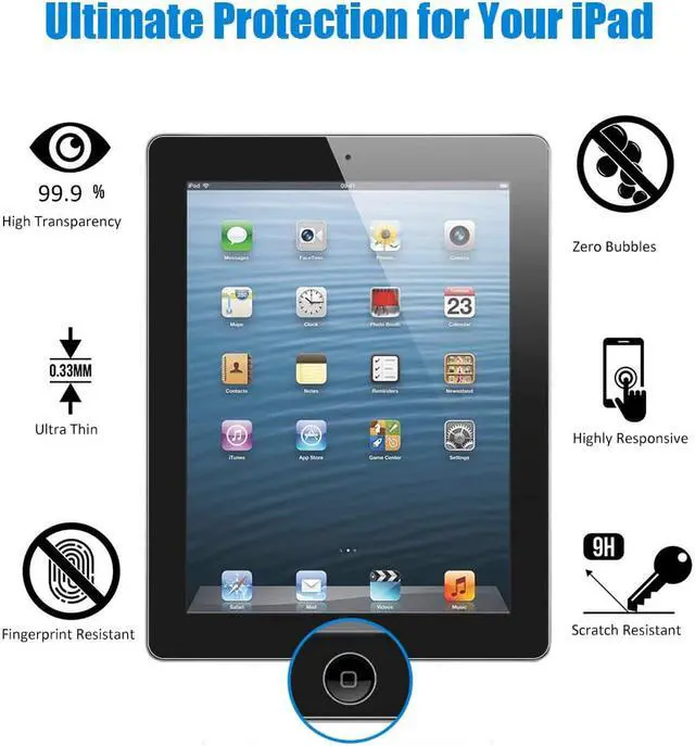 Alt view image 2 of 7 - iPad 2 3 4 Glass Screen Protector Film Werleo 9H HD Premium Tempered Glass Screen Protector for Apple iPad 2 / iPad 3 / iPad 4