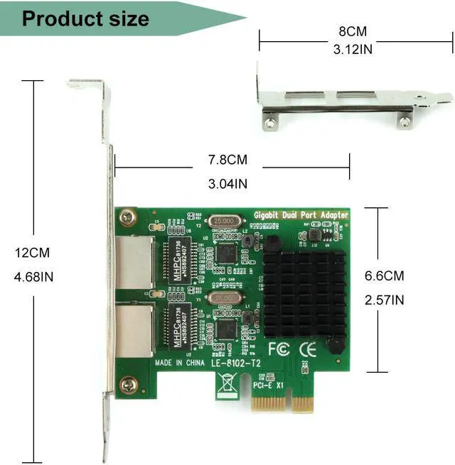 Alt view image 5 of 6 - Werleo RJ45 x 2 Gigabit LAN Gigabit Ethernet PCI Express PCI-E Network Controller Card 10/100/1000mbps Dual Port PCIE Server Network Interface Card LAN Adapter Converter for Desktop PC