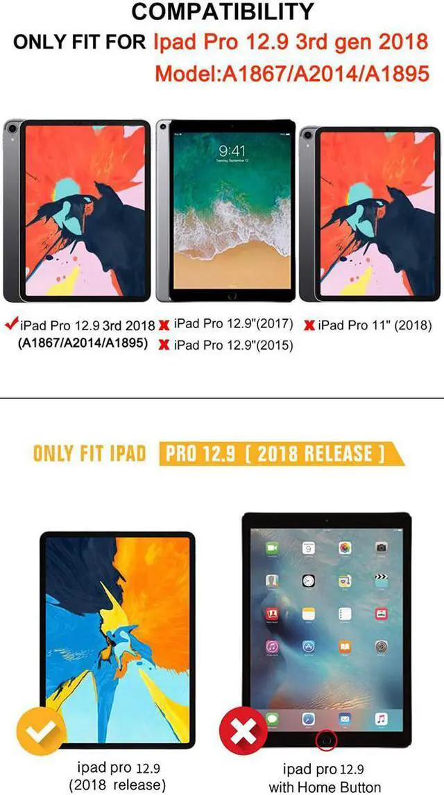 Alt view image 4 of 7 - iPad Pro 12.9 Case with Keyboard 2018 with Pencil Holder Auto Sleep & Wake Magnetical Wireless Keyboard Stand Smart Case Cover for Apple iPad Pro 12.9 inch 2018 (Not for 2017/2015) Black