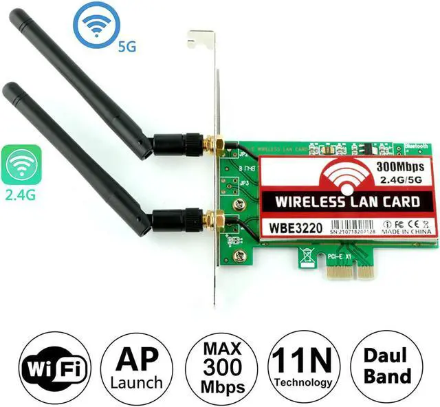 Alt view image 6 of 6 - Wireless Network Card WiFi Adapter PCIe WiFi Card Werleo 3220 WiFi Card 5Ghz / 2.4Ghz Dual-Band WiFi Network Adapter Card Wireless Adapter for Desktop PC