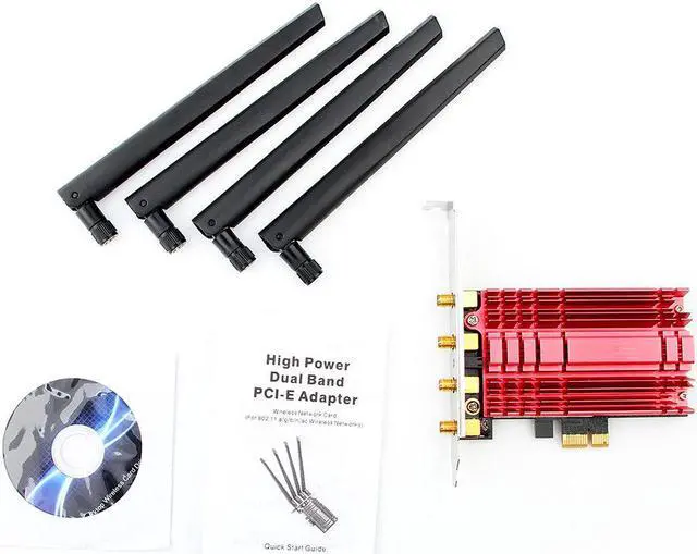 Alt view image 7 of 7 - Dual Band Wireless AC1900 Wi-Fi Adapter 802.11AC Desktop WiFi Wireless Network Card PCI Express WLAN Card IEEE802.11a/b/g/n/ac Up to 1300Mbps (5.0GHz) + 600Mbps (2.4GHz) Wireless Data Rates