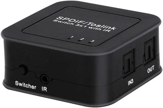Main image of Fiber SPDIF Optical Toslink Audio 3x1 Switcher Premium Quality Fiber Digital SPDIF Optical Toslink 3 in 1 Out Switch with Remote Control Support 5.1CH LPCM2.0 DTS Dolby-AC3