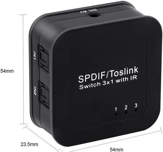 Alt view image 5 of 7 - Fiber SPDIF Optical Toslink Audio 3x1 Switcher Premium Quality Fiber Digital SPDIF Optical Toslink 3 in 1 Out Switch with Remote Control Support 5.1CH LPCM2.0 DTS Dolby-AC3
