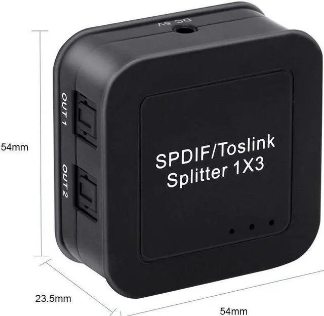 Alt view image 4 of 7 - Digital Optical SPDIF Toslink Audio 1x3 Splitter Premium Quality Fiber Optical SPDIF Toslink 1 in 3 Out Audio Splitter Supports 5.1CH LPCM2.0 DTS Dolby-AC3